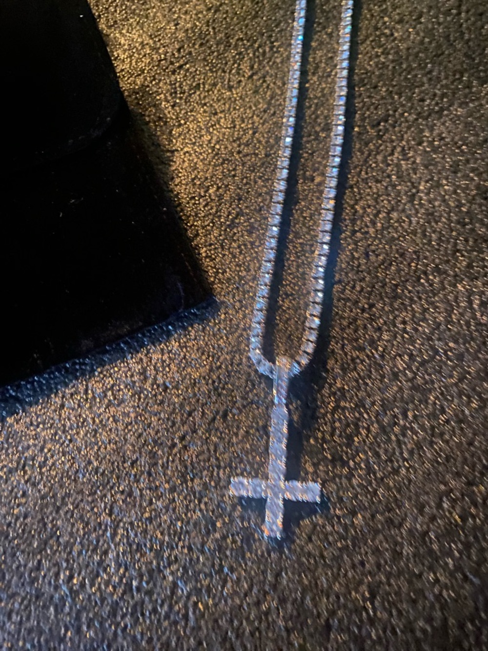 PLAYBOI ICED OUT UPSIDE DOWN CROSS PENDANT ON TENNIS 20” NECK-CHAIN NEW BOX !!